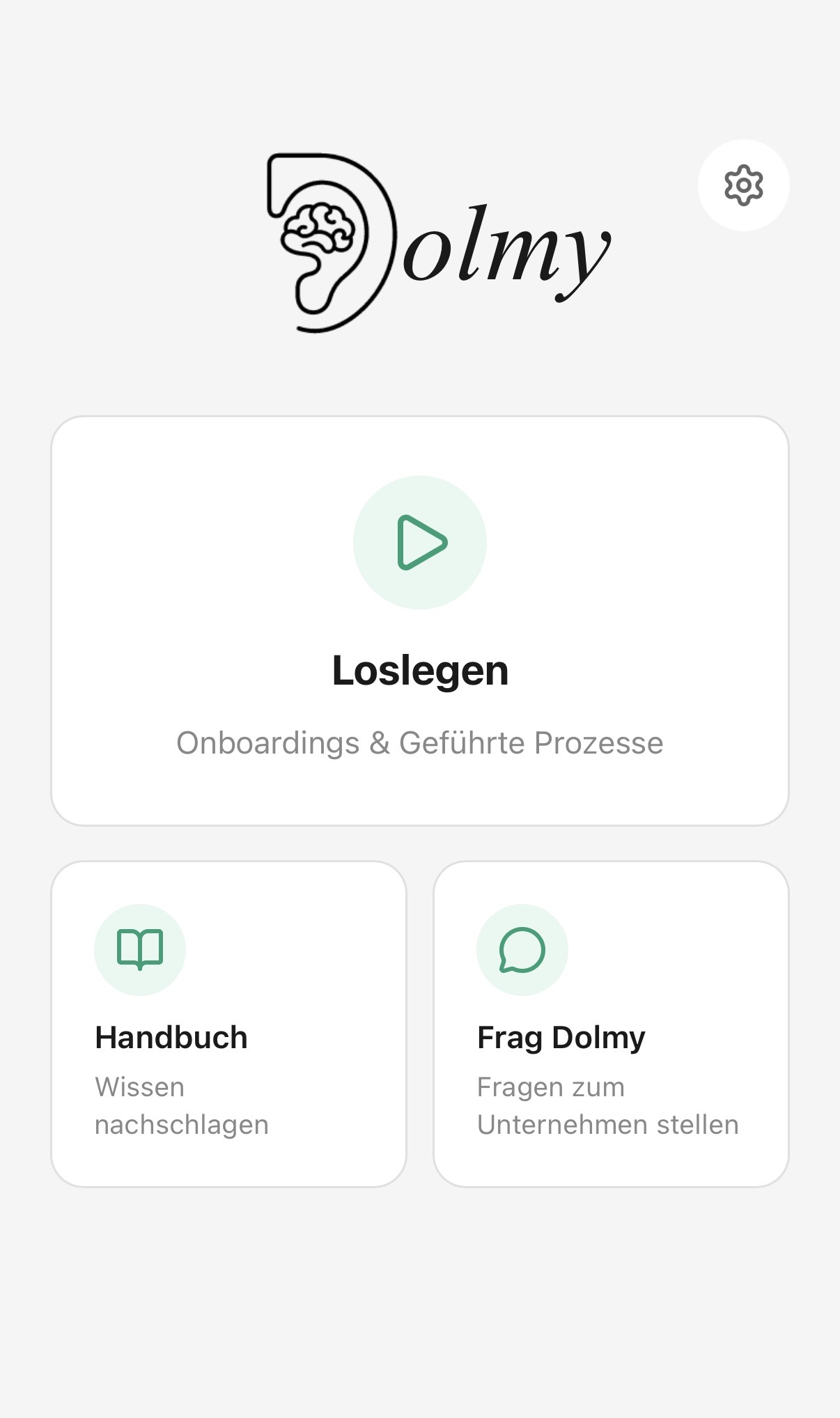 Dolmy-Startseite — Admin-Ansicht: Prozesse digitalisieren, Onboardings verwalten